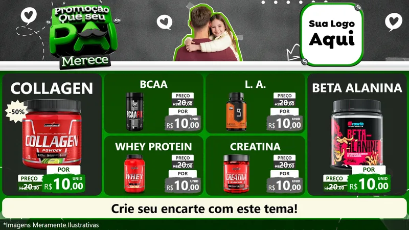 Modelo de TV para TV Horizontal com o tema Promoção Que seu Pai Merece para Suplementos alimentares