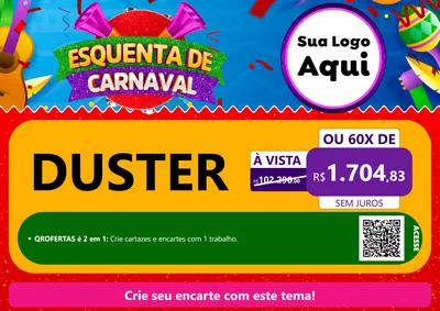 Modelo de Cartaz para Cartaz A4 Horizontal com o tema Esquenta de Carnaval para Concessionaria de Carros
