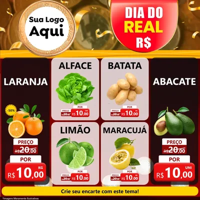 Modelo de Rede Social para Feed Facebook com o tema Dia do Real para Hortifrúti