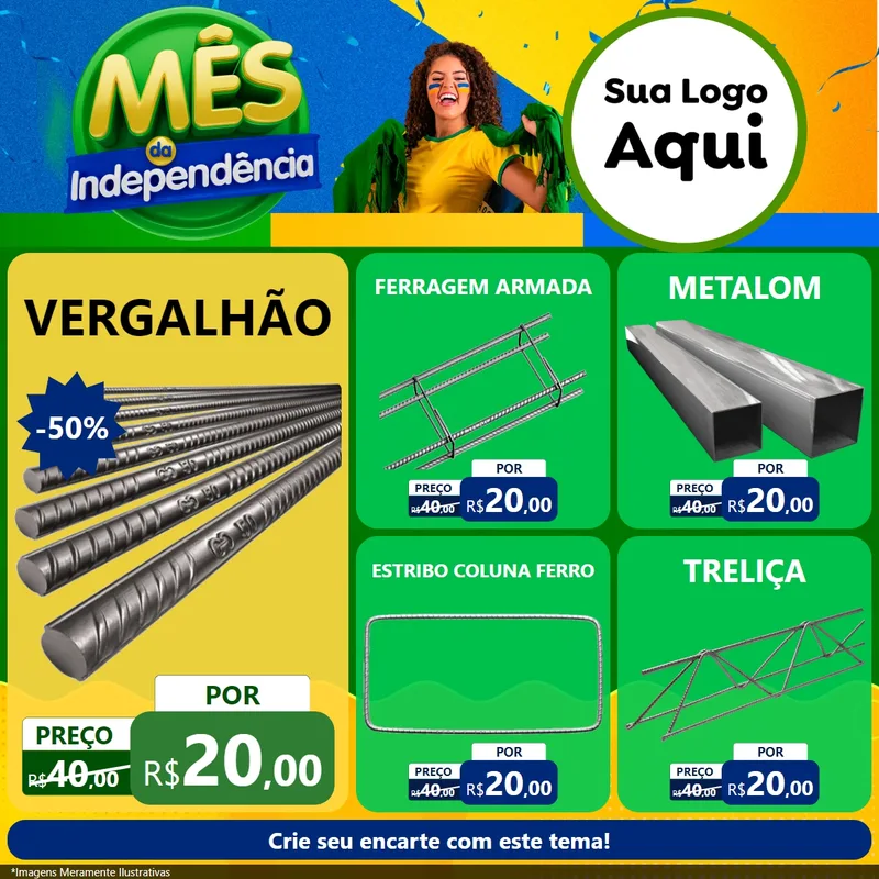 Modelo de Rede Social para Feed Facebook com o tema Mês da Independência para Ferragens