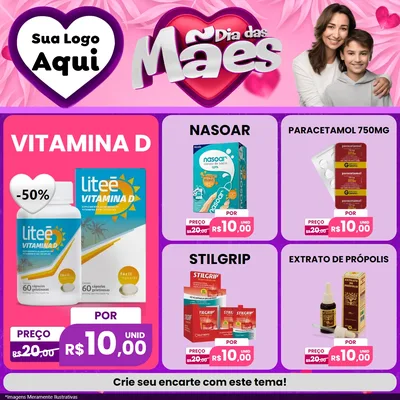 Modelo de Rede Social para Feed Facebook com o tema Dia das Mães para Farmácia