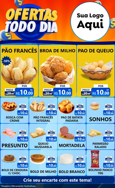 Modelo de Encarte para Encarte Grande com o tema Ofertas Todo Dia para Padaria