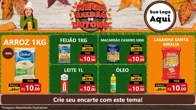 Modelo de TV para TV Horizontal com o tema Mega Saldão de Outono para Supermercado