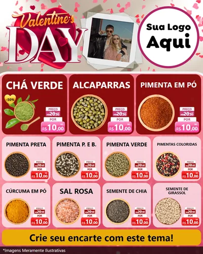 Modelo de Rede Social para Feed Instagram com o tema Valentine's Day para Produtos Naturais