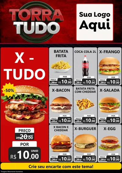 Modelo de Encarte para Encarte A4 Vertical com o tema Torra Tudo para Hamburgueria