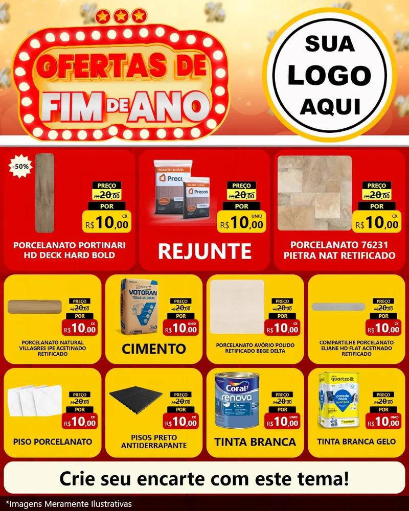 Modelo de Rede Social para Feed Instagram com o tema Ofertas de Fim de Ano para Pisos e revestimentos