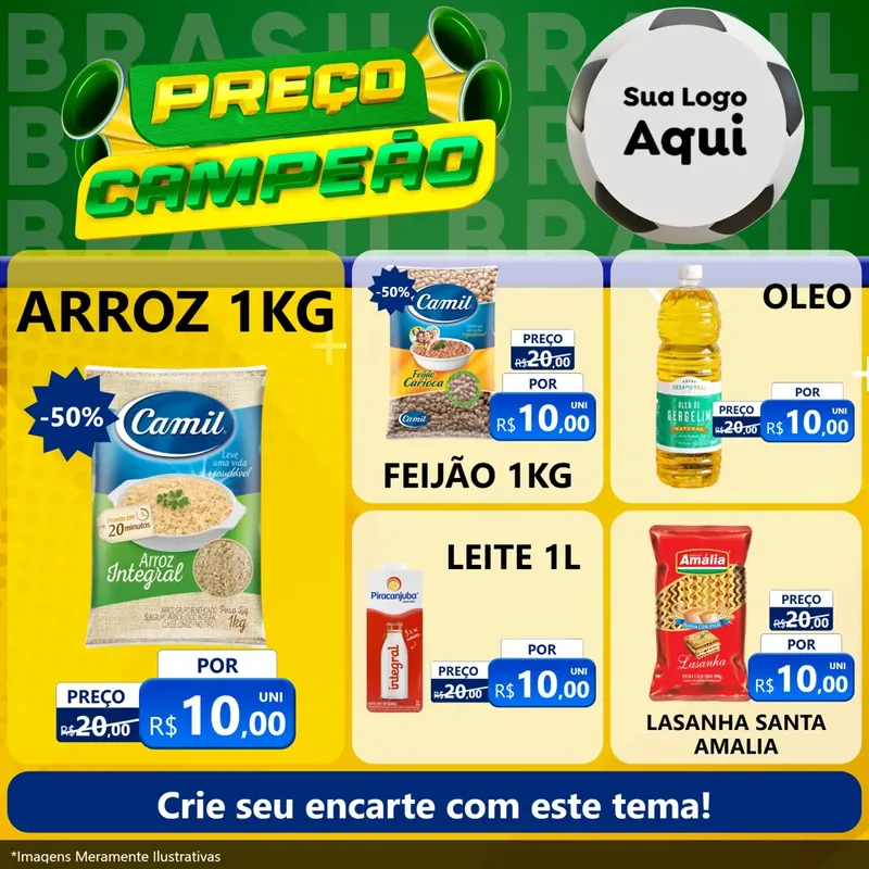 Modelo de Rede Social para Feed Facebook com o tema Preço Campeão - Copa para Supermercado