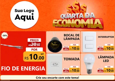 Modelo de Encarte para Encarte A4 Horizontal com o tema Quarta da Economia para Materiais Elétricos