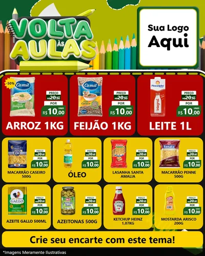 Modelo de Rede Social para Feed Instagram com o tema Volta às Aulas para Supermercado