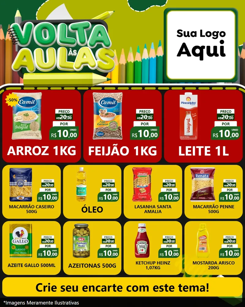 Modelo de Rede Social para Feed Instagram com o tema Volta às Aulas para Supermercado