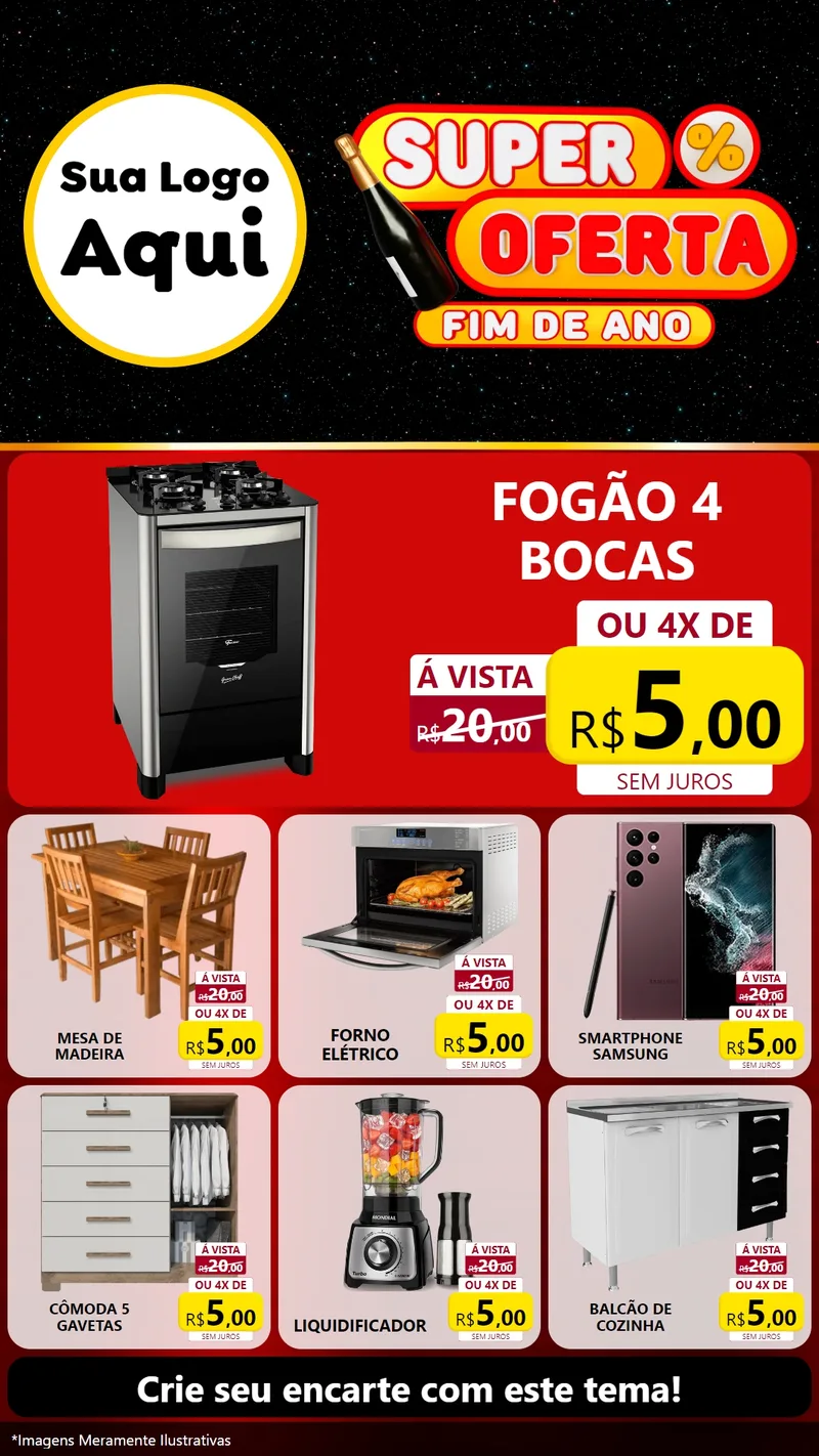 Modelo de Rede Social para Stories com o tema Super Oferta Fim de Ano para Móveis e Eletro