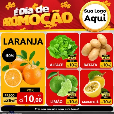 Modelo de Rede Social para Feed Facebook com o tema É Dia De Promoção para Hortifrúti