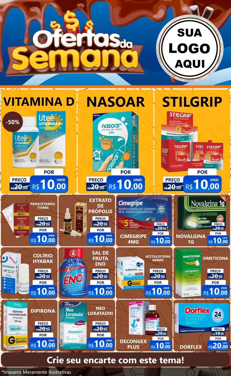 Modelo de Encarte para Encarte Grande com o tema Ofertas da Semana - Páscoa para Farmácia