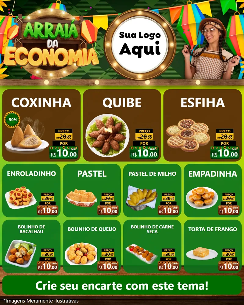 Modelo de Rede Social para Feed Instagram com o tema Arraiá de Economia para Salgadaria