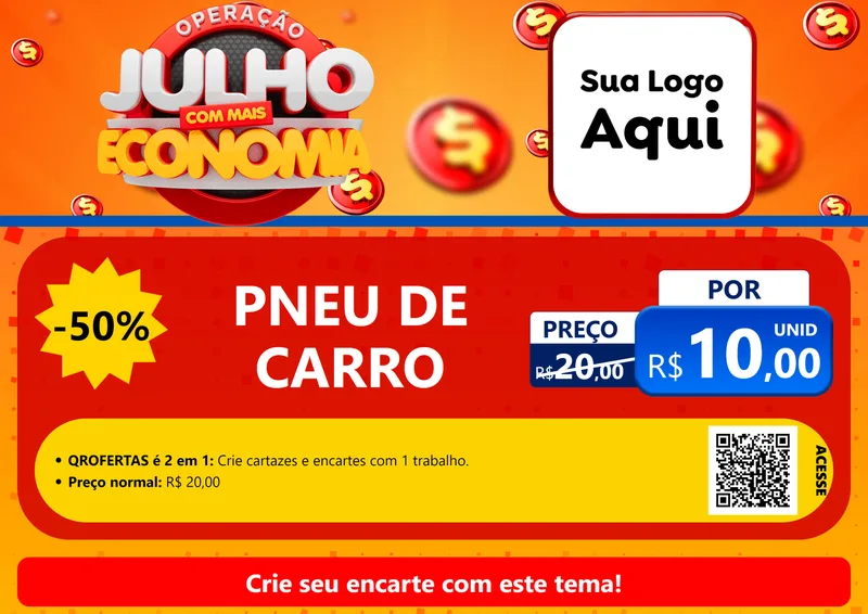 Modelo de Cartaz para Cartaz A4 Horizontal com o tema Operação Julho Com Mais Economia para Auto peças