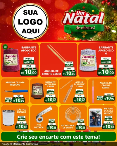 Modelo de Rede Social para Feed Instagram com o tema Um Natal de Ofertas para Armarinho e Aviamentos