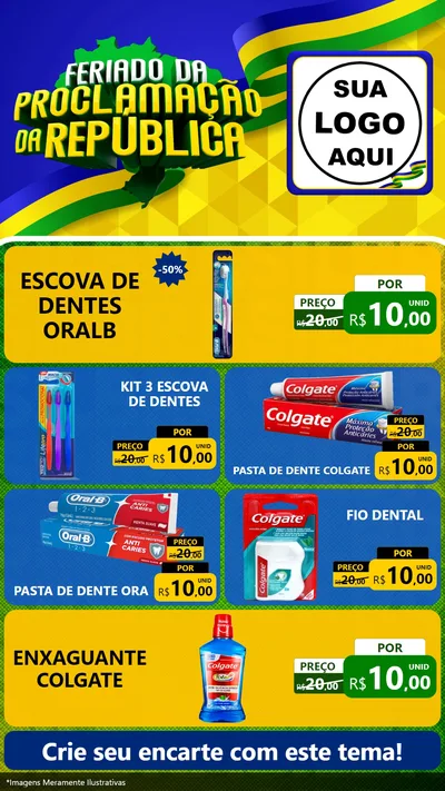 Modelo de TV para TV Vertical com o tema Feriado da Proclamação da República para Higiene Pessoal