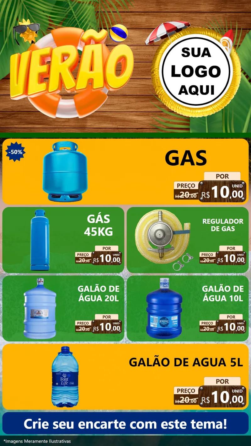 Modelo de TV para TV Vertical com o tema Verão para Água e gás