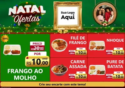 Modelo de Encarte para Encarte A4 Horizontal com o tema Natal de Ofertas para Restaurante