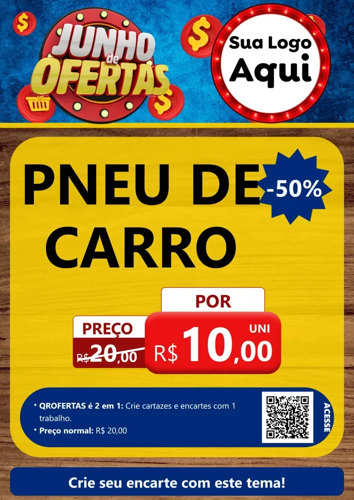 Modelo de Cartaz para Cartaz A4 Vertical com o tema Junho de Ofertas para Auto peças