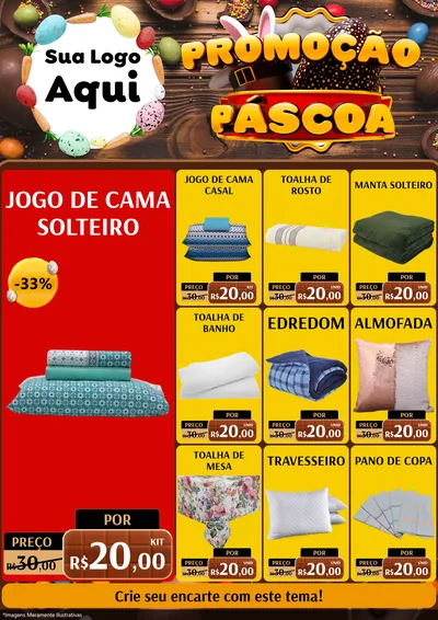 Modelo de Encarte para Encarte A4 Vertical com o tema Promoção Páscoa para Cama, Mesa e Banho