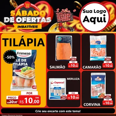 Modelo de Rede Social para Feed Facebook com o tema Sábado de Ofertas Imbatíveis para Peixaria