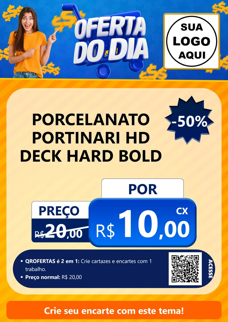 Modelo de Cartaz para Cartaz A4 Vertical com o tema Oferta do Dia para Pisos e revestimentos
