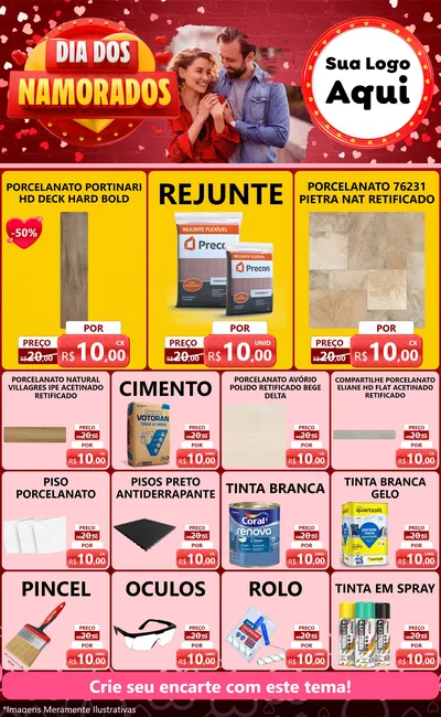 Modelo de Encarte para Encarte Grande com o tema Dia Dos Namorados para Pisos e revestimentos