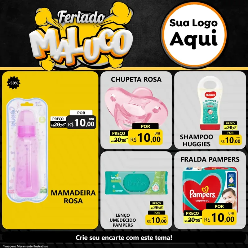 Modelo de Rede Social para Feed Facebook com o tema Feriado Maluco para Bebês