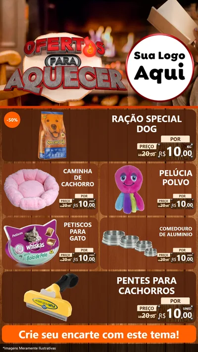 Modelo de TV para TV Vertical com o tema Ofertas Para Aquecer para Pet Shop