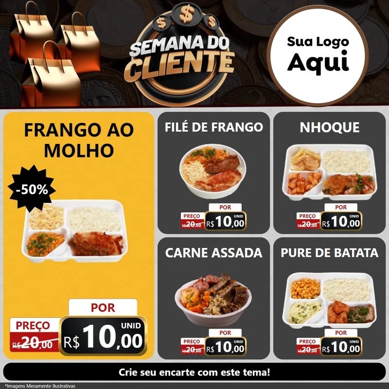Modelo de Rede Social para Feed Facebook com o tema Semana do Cliente para Restaurante