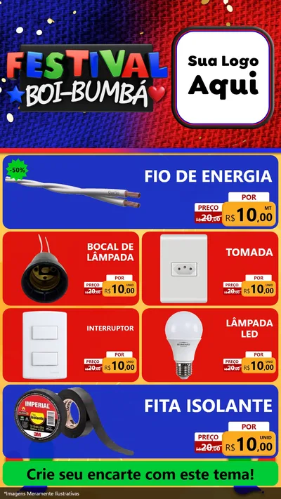 Modelo de TV para TV Vertical com o tema Festival Boi-Bumbá para Materiais Elétricos