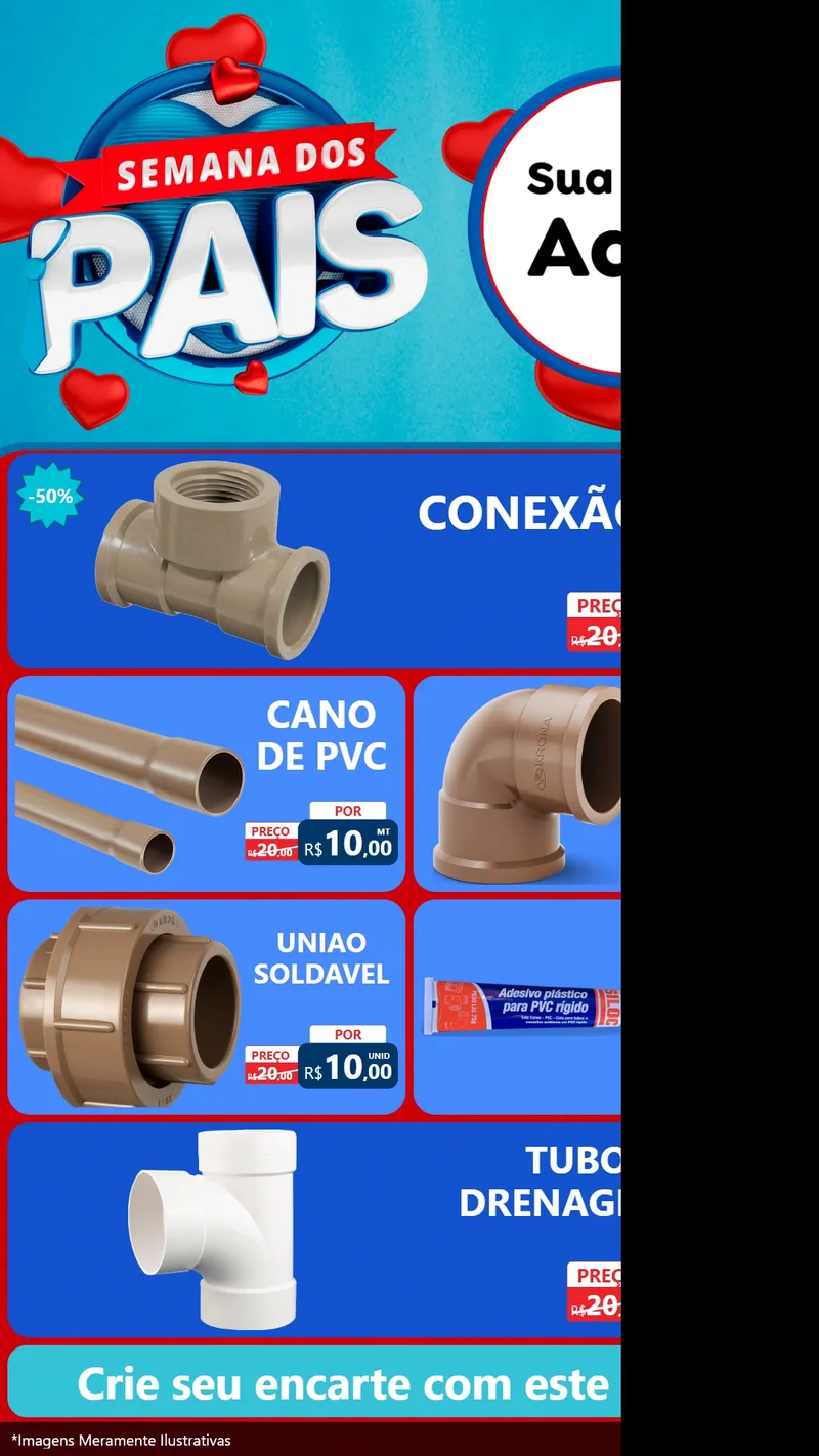 Modelo de TV para TV Vertical com o tema Semana Dos Pais para Tubos e conexões