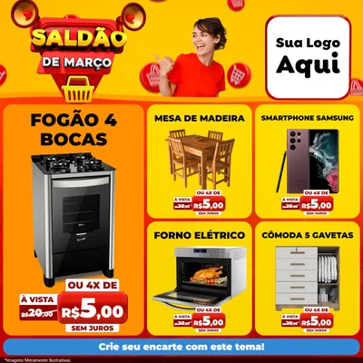 Modelo de Rede Social para Feed Facebook com o tema Saldão de Março para Móveis e Eletro