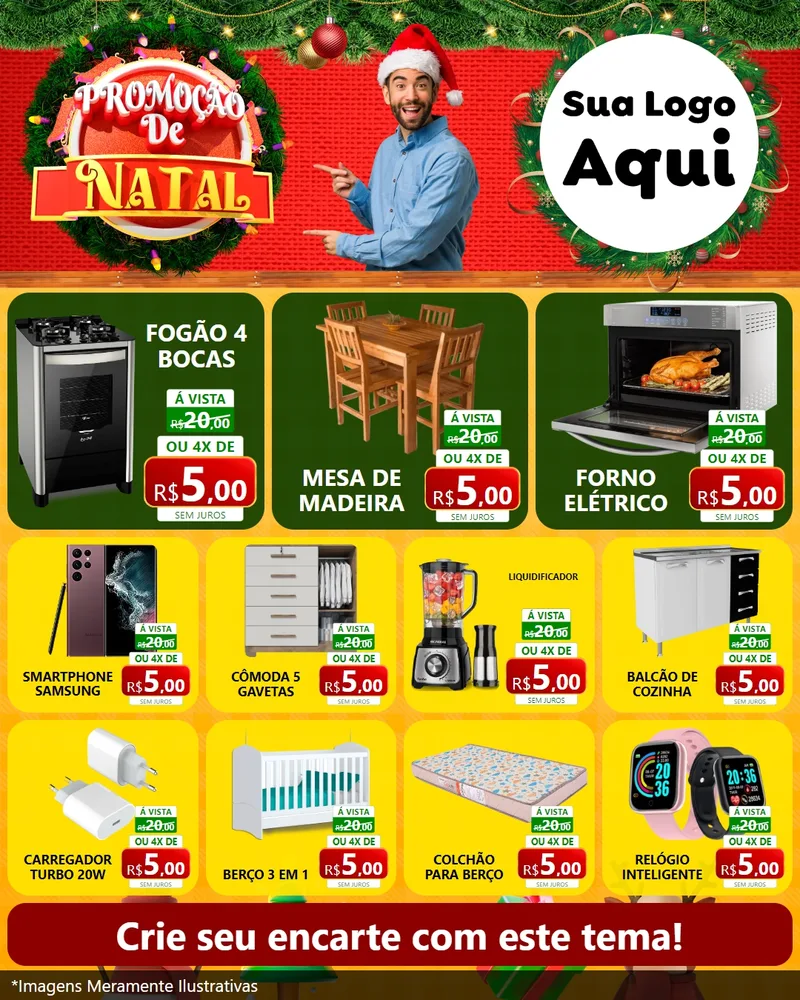 Modelo de Rede Social para Feed Instagram com o tema Promoção de Natal para Móveis e Eletro