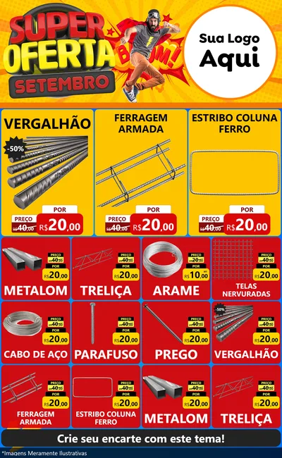 Modelo de Encarte para Encarte Grande com o tema Super Oferta Setembro para Ferragens