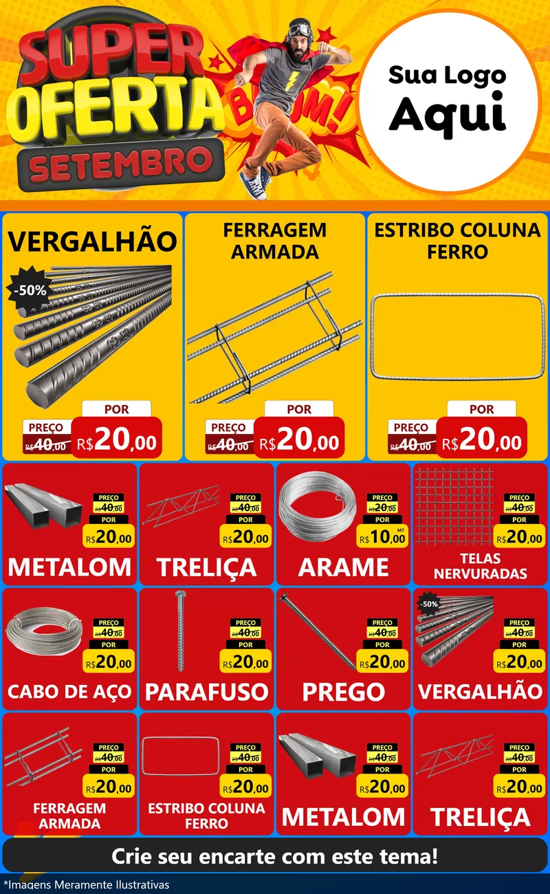 Modelo de Encarte para Encarte Grande com o tema Super Oferta Setembro para Ferragens