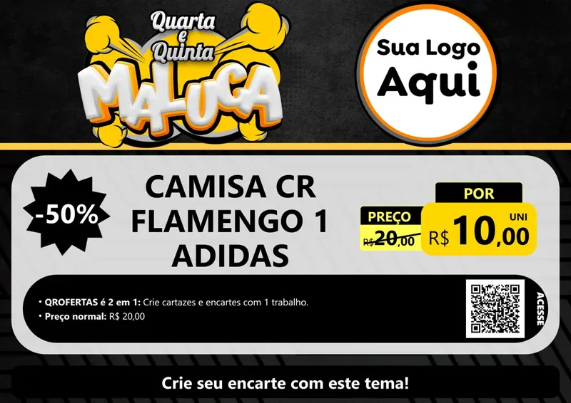 Modelo de Cartaz para Cartaz A4 Horizontal com o tema Quarta e Quinta Maluca para Roupas e acessórios