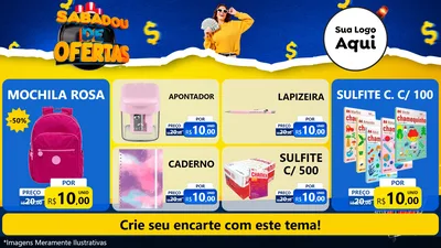 Modelo de TV para TV Horizontal com o tema Sabadou de Ofertas para Papelaria