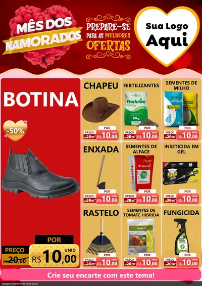 Modelo de Encarte para Encarte A4 Vertical com o tema Mês dos Namorados para Agropecuária