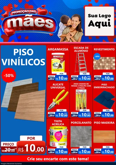 Modelo de Encarte para Encarte A4 Vertical com o tema Promoção das Mães para Material para Construção