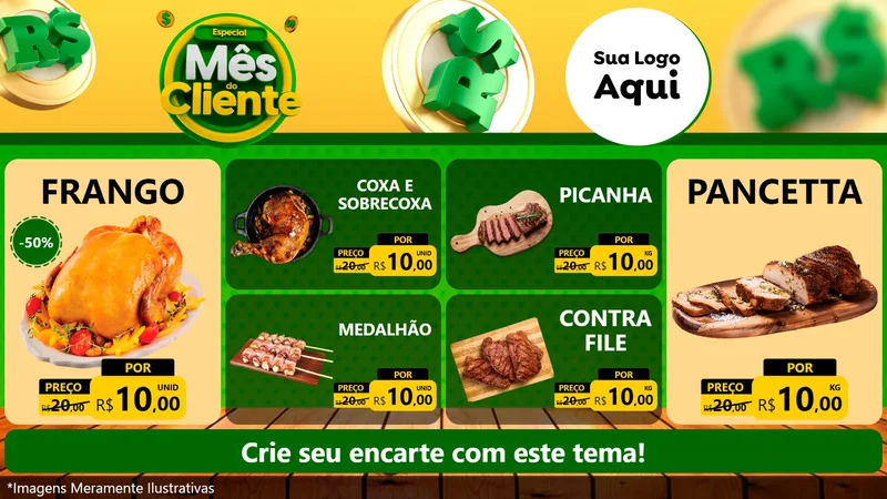 Modelo de TV para TV Horizontal com o tema Especial Mês do Cliente para Assados