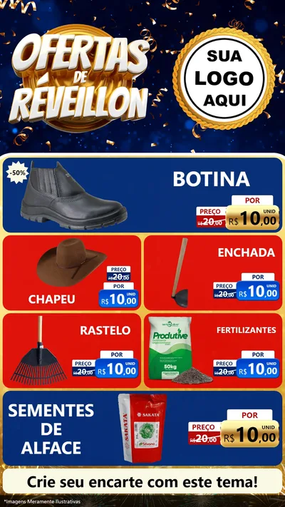 Modelo de TV para TV Vertical com o tema Ofertas de Réveillon para Agropecuária
