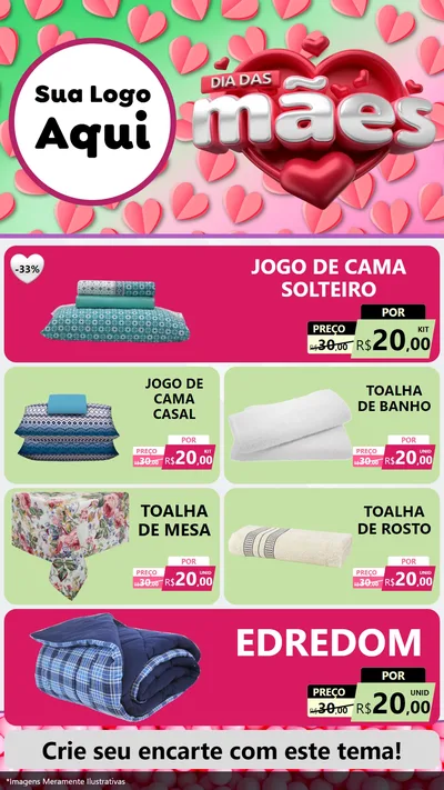 Modelo de TV para TV Vertical com o tema Dia das Mães para Cama, Mesa e Banho