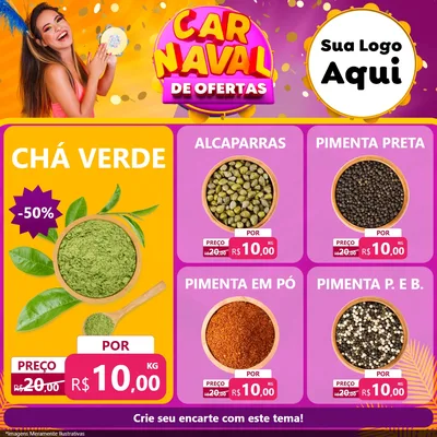 Modelo de Rede Social para Feed Facebook com o tema Carnaval de Ofertas para Produtos Naturais