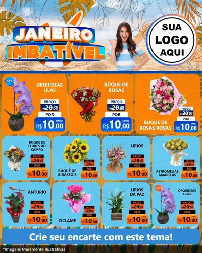 Modelo de Rede Social para Feed Instagram com o tema Janeiro Imbatível para Floricultura e jardim