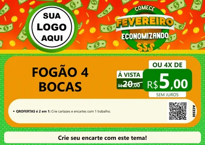 Modelo de Cartaz para Cartaz A4 Horizontal com o tema Comece Fevereiro Economizando para Móveis e Eletro