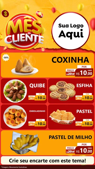 Modelo de TV para TV Vertical com o tema Mês do Cliente para Salgadaria