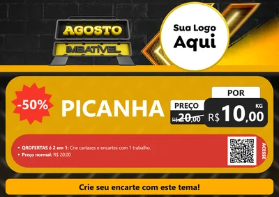 Modelo de Cartaz para Cartaz A4 Horizontal com o tema Agosto Imbatível para Açougue
