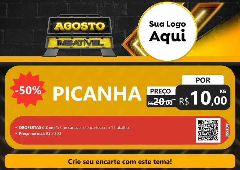 Modelo de Cartaz para Cartaz A4 Horizontal com o tema Agosto Imbatível para Açougue